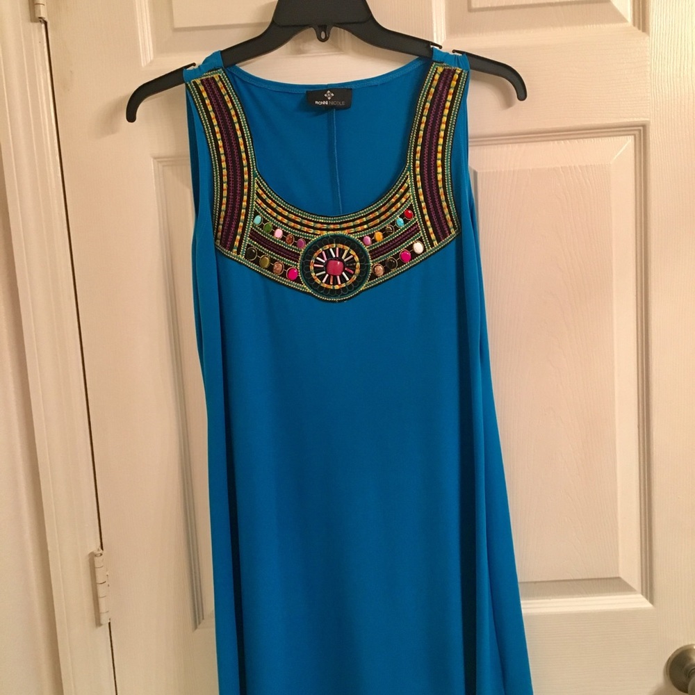 Dress NWOT Boho  Blue Beads Ronnie Nicole
